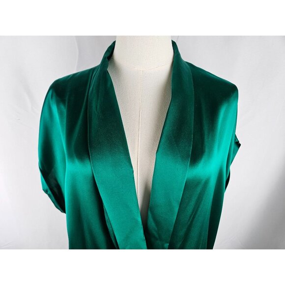 Amanda Uprichard NY Top Body Suit Large Silk Wrap Emerald Green Holiday Top - Picture 7 of 12